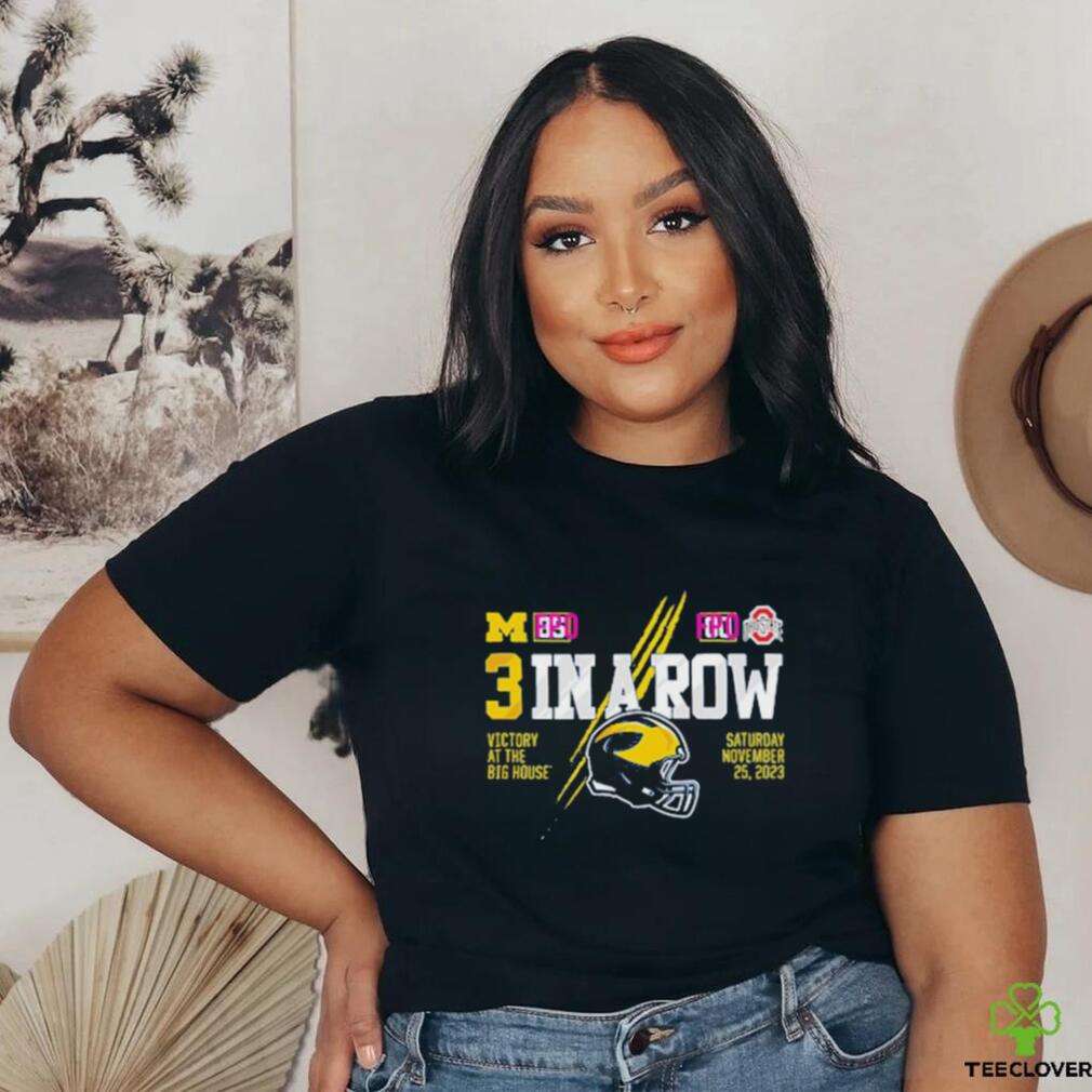 Official Valiant University of Michigan Football Navy ”3 In A Row” Ohio State Score Tee shirt Official Valiant University of Michigan Football Navy ”3 In A Row” Ohio State Score Tee shirt