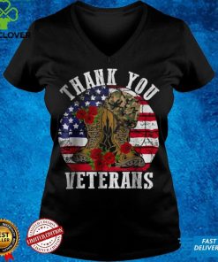 Official Vintage Thank You Veterans Combat Boots Flower Veterans Day T Shirt