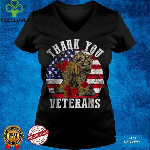 Official Vintage Thank You Veterans Combat Boots Flower Veterans Day T Shirt