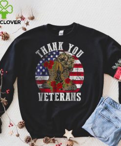 Official Vintage Thank You Veterans Combat Boots Flower Veterans Day T Shirt