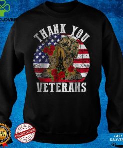 Official Vintage Thank You Veterans Combat Boots Flower Veterans Day T Shirt