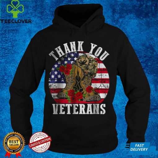 Official Vintage Thank You Veterans Combat Boots Flower Veterans Day T Shirt