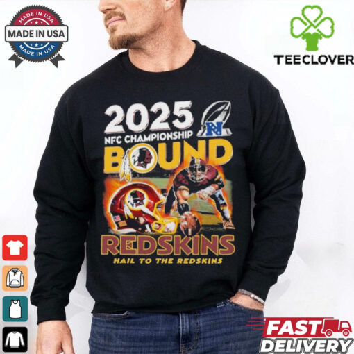 Official Washington Commanders 2025 NFC Championship Bound Redskins Hail To The Redskins Helmet NFL T shirts
