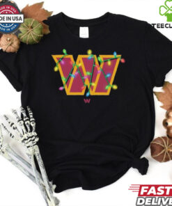 Official Washington Commanders Primary Logo Holiday Lights Christmas 2024 Shirt
