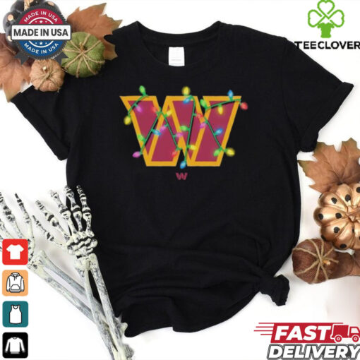 Official Washington Commanders Primary Logo Holiday Lights Christmas 2024 Shirt