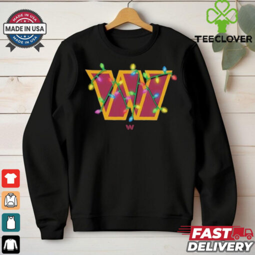 Official Washington Commanders Primary Logo Holiday Lights Christmas 2024 Shirt