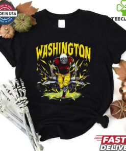 The **Official Washington Commanders Skeleton Football Player T-Shirt** features a bold, edgy design with a skeleton football player representing the Commanders. Perfect for fans who want to showcase their team spirit in a unique and fun way, this shirt combines football with a touch of Halloween-style flair!