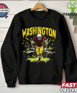 The **Official Washington Commanders Skeleton Football Player T-Shirt** features a bold, edgy design with a skeleton football player representing the Commanders. Perfect for fans who want to showcase their team spirit in a unique and fun way, this shirt combines football with a touch of Halloween-style flair!