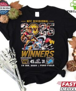 Official Washington Commanders Stomp Detroit Lions NFC Divisional 2025 Winners NFL 18 Jan Ford Field Mascots Helmet T shirts