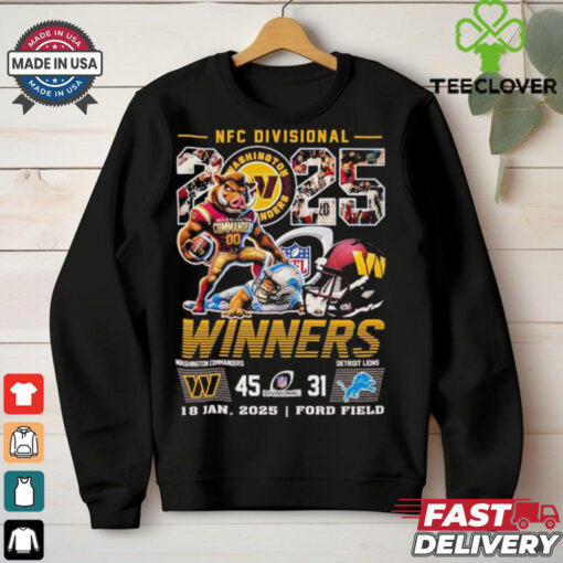 Official Washington Commanders Stomp Detroit Lions NFC Divisional 2025 Winners NFL 18 Jan Ford Field Mascots Helmet T shirts