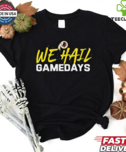 The **Official Washington Commanders We Hail Gamedays T-Shirt** celebrates the passion and excitement of Commanders fans on game days. Featuring a bold and spirited design, this shirt is perfect for showing pride and dedication to the team every time they hit the field!