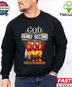 Official Washington Commanders god first family second then hail to the Redskins signature shirt