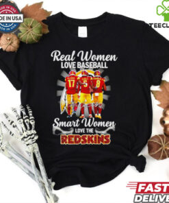 Official Washington Commanders real women love baseball smart women love the Redskins signature shirt