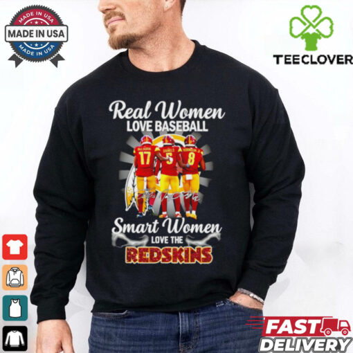 Official Washington Commanders real women love baseball smart women love the Redskins signature shirt