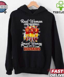 Official Washington Commanders real women love baseball smart women love the Redskins signature shirt
