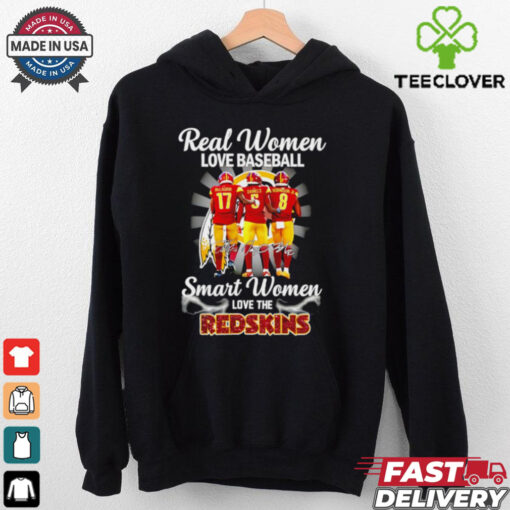 Official Washington Commanders real women love baseball smart women love the Redskins signature shirt