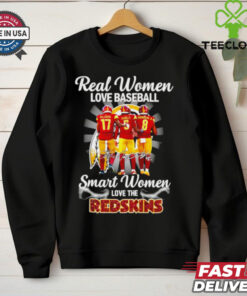 Official Washington Commanders real women love baseball smart women love the Redskins signature shirt