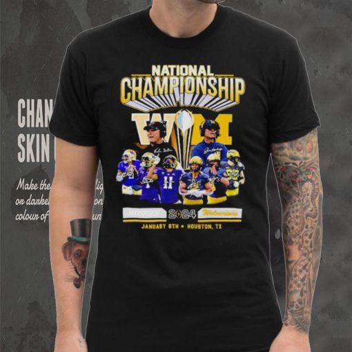 Official Washington Huskies vs Michigan Football 2024 National Championship Houston, Tx Signatures Shirt