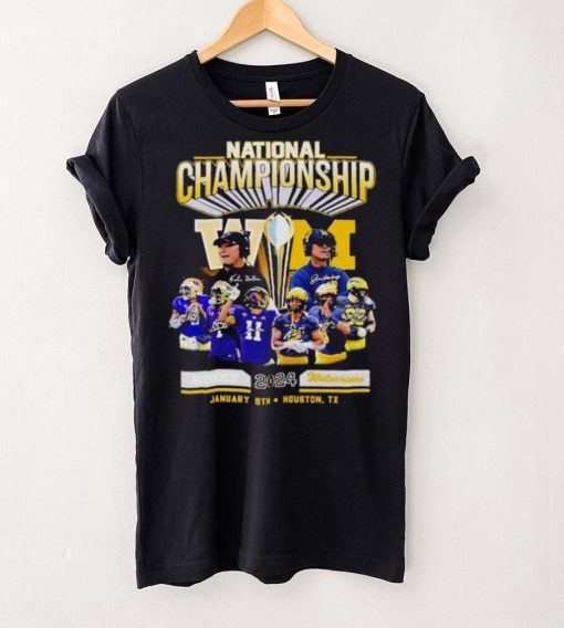 Official Washington Huskies vs Michigan Football 2024 National Championship Houston, Tx Signatures Shirt