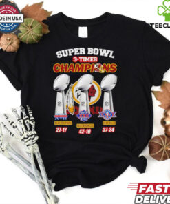 Official Washington Redskins Super Bowl 3 Time Champions Beat Dolphins Broncos Bills shirt