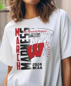 Official Wisconsin Badgers 2024 NCAA March Madness The Road To Phoenix Tee Shirt