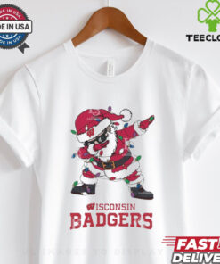 Official Wisconsin Badgers Dabbing Santa Claus Ugly Christmas Light shirt