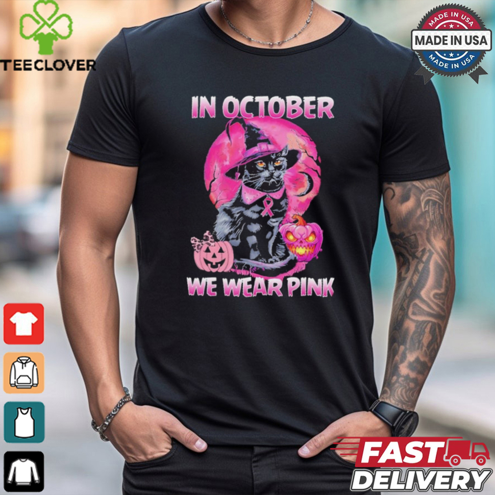 Official Witch black Cat in october we wear pink 2024 shirt Official Witch black Cat in october we wear pink 2024 shirt