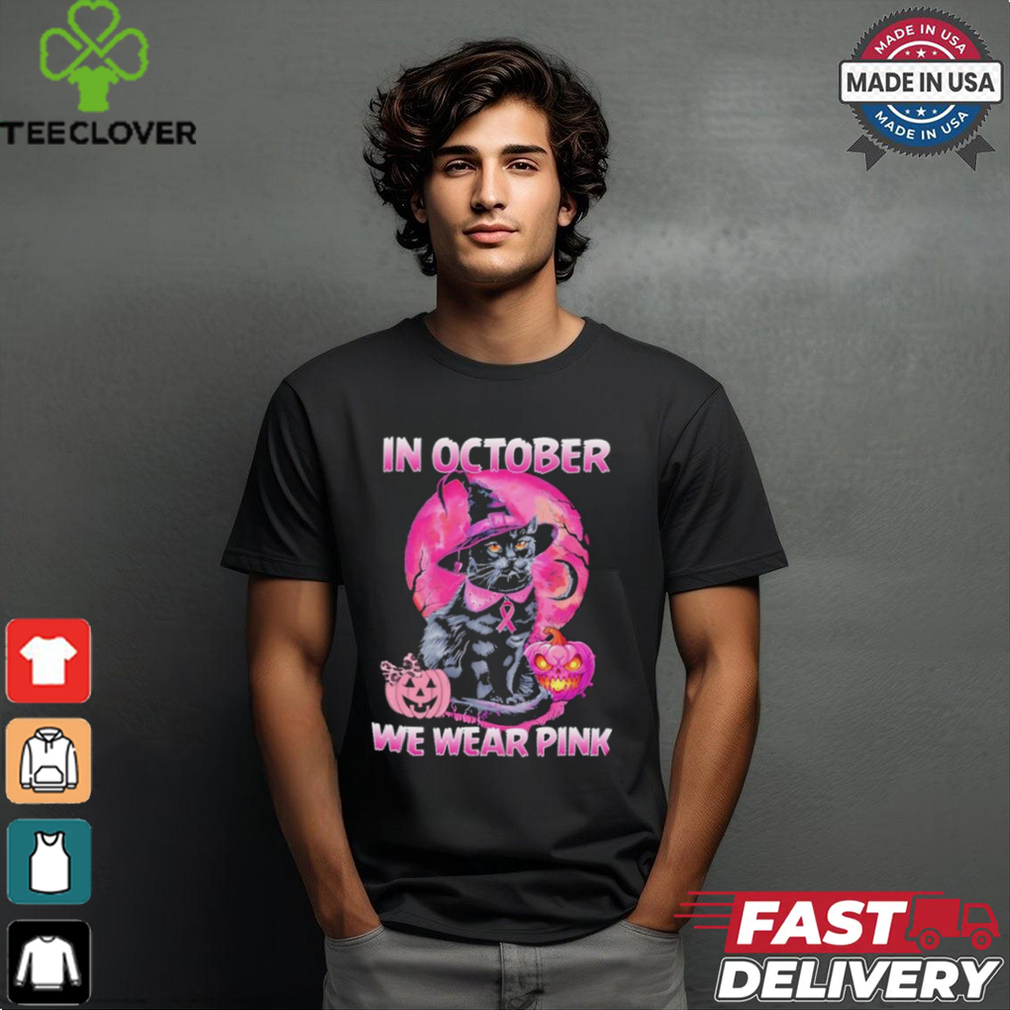 Official Witch black Cat in october we wear pink 2024 shirt Official Witch black Cat in october we wear pink 2024 shirt