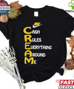 Official Wu Tang Clan x Nike Cream Tee Cash Rules Everything Around Me Shirt