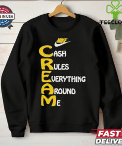 Official Wu Tang Clan x Nike Cream Tee Cash Rules Everything Around Me Shirt