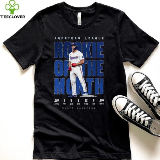 Official Wyatt Langford 2024 American League Rookie Of The Month .309 Avg 3 Hr 6 2b 3 3b Shirt