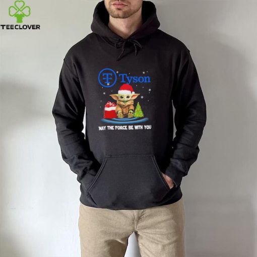 Official baby Yoda hat santa Tyson may the force be with you logo christmas hoodie, sweater, longsleeve, shirt v-neck, t-shirt