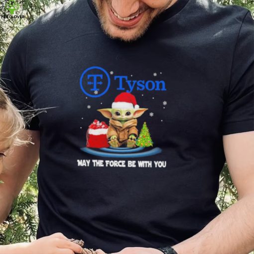 Official baby Yoda hat santa Tyson may the force be with you logo christmas hoodie, sweater, longsleeve, shirt v-neck, t-shirt