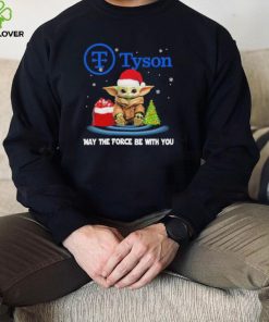 Official baby Yoda hat santa Tyson may the force be with you logo christmas hoodie, sweater, longsleeve, shirt v-neck, t-shirt