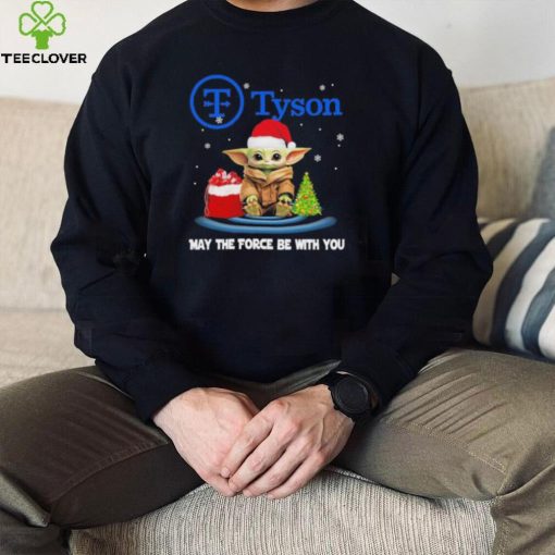 Official baby Yoda hat santa Tyson may the force be with you logo christmas hoodie, sweater, longsleeve, shirt v-neck, t-shirt