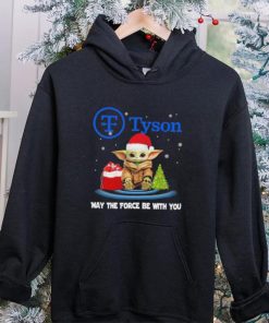 Official baby Yoda hat santa Tyson may the force be with you logo christmas hoodie, sweater, longsleeve, shirt v-neck, t-shirt