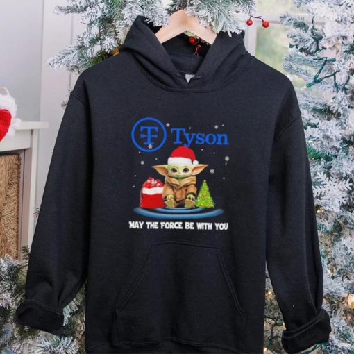 Official baby Yoda hat santa Tyson may the force be with you logo christmas hoodie, sweater, longsleeve, shirt v-neck, t-shirt