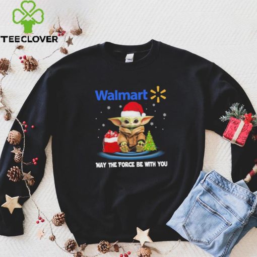 Official baby Yoda hat santa Walmart may the force be with you logo christmas hoodie, sweater, longsleeve, shirt v-neck, t-shirt