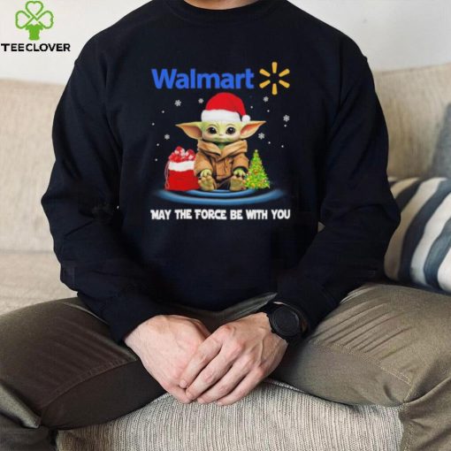 Official baby Yoda hat santa Walmart may the force be with you logo christmas hoodie, sweater, longsleeve, shirt v-neck, t-shirt