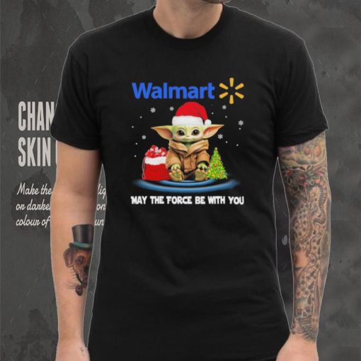 Official baby Yoda hat santa Walmart may the force be with you logo christmas hoodie, sweater, longsleeve, shirt v-neck, t-shirt