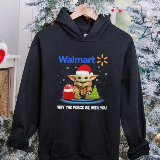 Official baby Yoda hat santa Walmart may the force be with you logo christmas hoodie, sweater, longsleeve, shirt v-neck, t-shirt