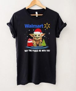 Official baby Yoda hat santa Walmart may the force be with you logo christmas hoodie, sweater, longsleeve, shirt v-neck, t-shirt