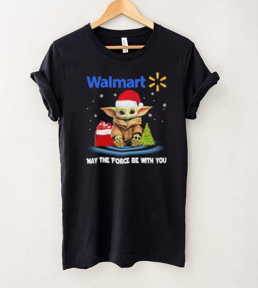 Official baby Yoda hat santa Walmart may the force be with you logo christmas hoodie, sweater, longsleeve, shirt v-neck, t-shirt