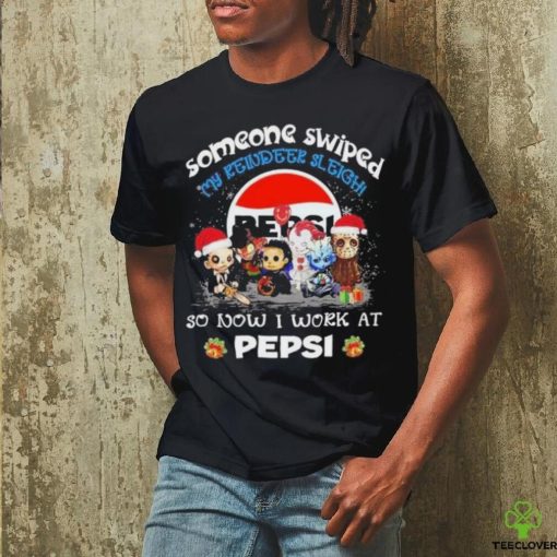 Official baby horror santa someone swiped my reindeer sleigh so now I work at pepsi christmas shirt