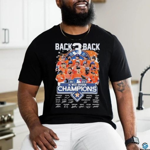 Official back 3 Back 2023 Al west division champions Houston Astros team player signatures hoodie, sweater, longsleeve, shirt v-neck, t-shirt