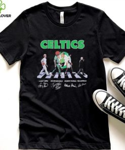 Official boston Celtics Abbey Road Larry Bird Kevin Mchale Robert Parish And Red Auerbach Signatures Shirt