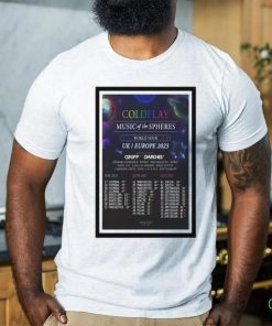 Official coldplay Music Of The Spheres World Tour UK & European 2023 Poster shirt