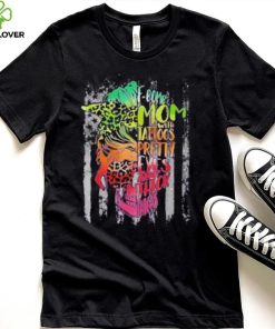Official f bomb mom with tattoos pretty eyes and thick skull messy bun leopard shirt