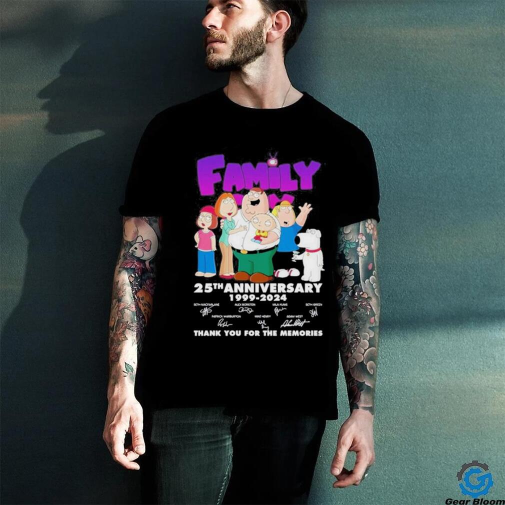 Official family Guy 25th Anniversary 1999 – 2024 Thank You For The Memories Shirt Official family Guy 25th Anniversary 1999 – 2024 Thank You For The Memories Shirt