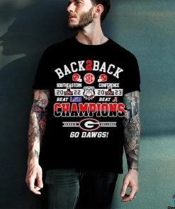 Official georgia Bulldogs Back 2 Back Southeastern Conference Champions Go Dawgs T Shirt